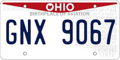 OH license plate GNX9067