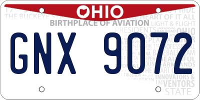 OH license plate GNX9072