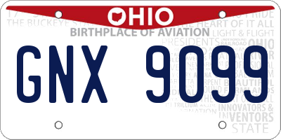 OH license plate GNX9099