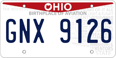 OH license plate GNX9126