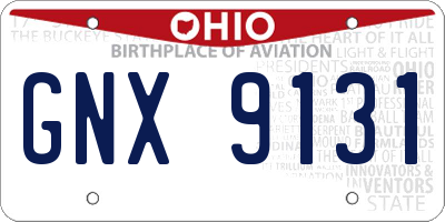 OH license plate GNX9131