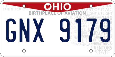 OH license plate GNX9179