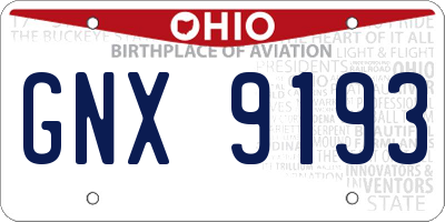 OH license plate GNX9193