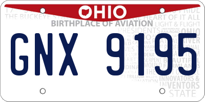 OH license plate GNX9195
