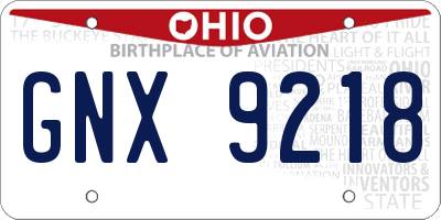 OH license plate GNX9218