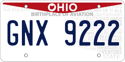 OH license plate GNX9222