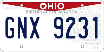 OH license plate GNX9231