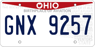 OH license plate GNX9257