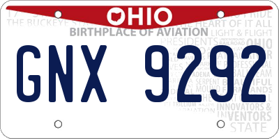OH license plate GNX9292