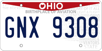 OH license plate GNX9308