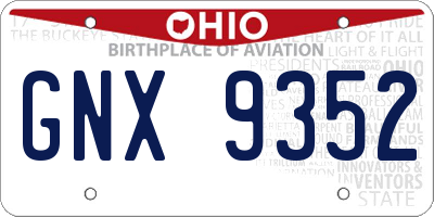 OH license plate GNX9352
