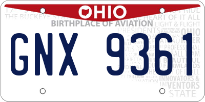 OH license plate GNX9361