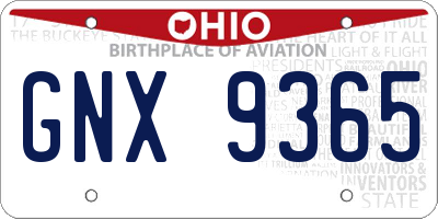 OH license plate GNX9365