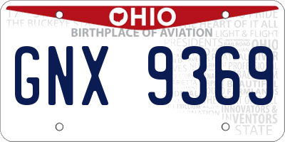 OH license plate GNX9369