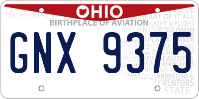 OH license plate GNX9375
