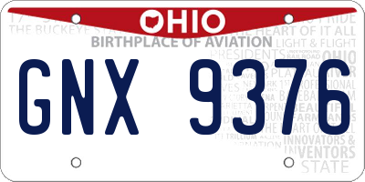 OH license plate GNX9376