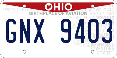 OH license plate GNX9403