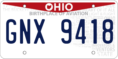 OH license plate GNX9418