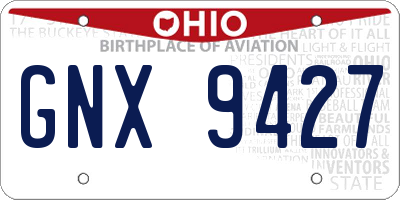 OH license plate GNX9427