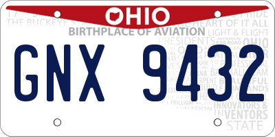 OH license plate GNX9432
