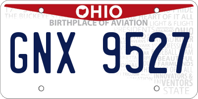 OH license plate GNX9527