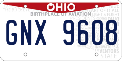 OH license plate GNX9608