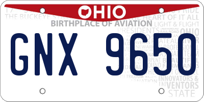 OH license plate GNX9650