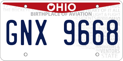 OH license plate GNX9668