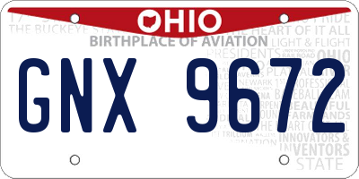 OH license plate GNX9672