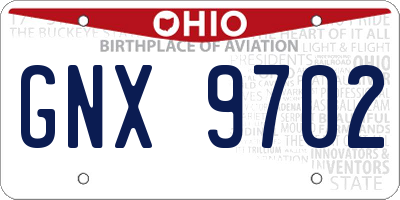OH license plate GNX9702