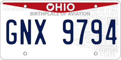 OH license plate GNX9794