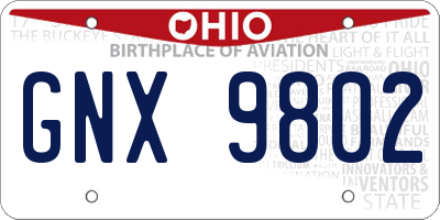 OH license plate GNX9802