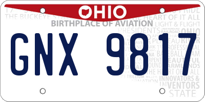 OH license plate GNX9817