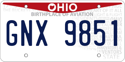OH license plate GNX9851