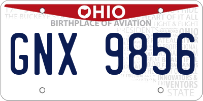 OH license plate GNX9856