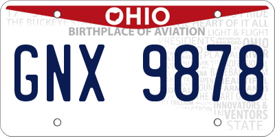 OH license plate GNX9878