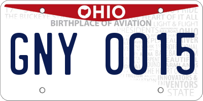 OH license plate GNY0015