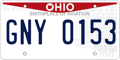 OH license plate GNY0153