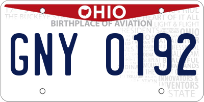 OH license plate GNY0192