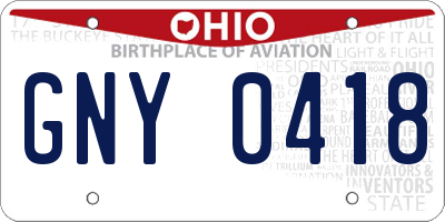 OH license plate GNY0418