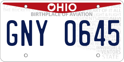 OH license plate GNY0645