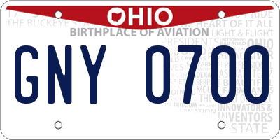 OH license plate GNY0700