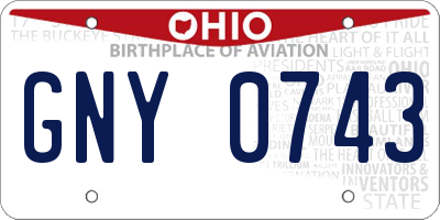 OH license plate GNY0743