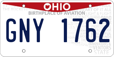 OH license plate GNY1762