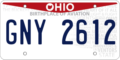 OH license plate GNY2612
