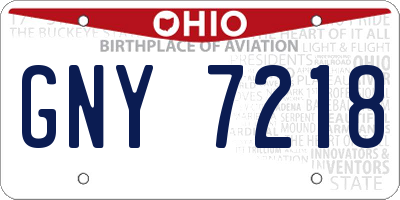 OH license plate GNY7218