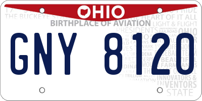 OH license plate GNY8120