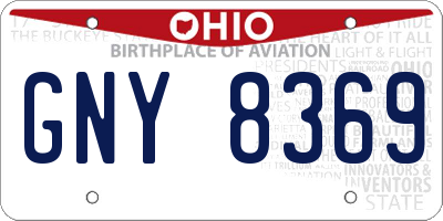 OH license plate GNY8369