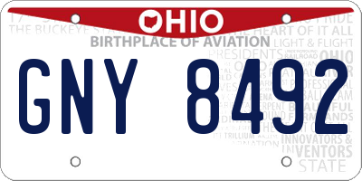 OH license plate GNY8492