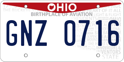 OH license plate GNZ0716